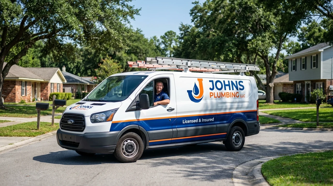 Johns Plumbing LLC service van in Saint Clairsville, OH