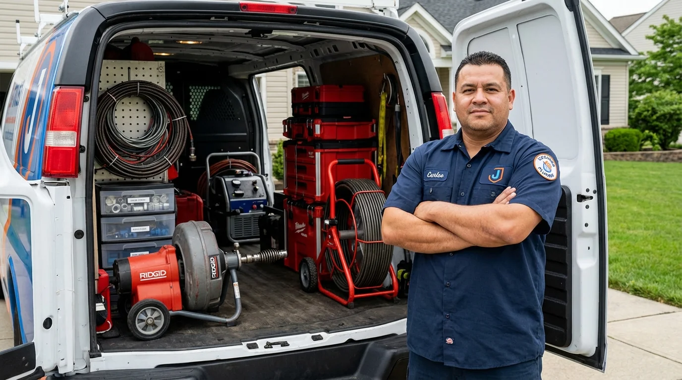 Professional drain cleaning equipment and Johns Plumbing LLC plumber in Saint Clairsville