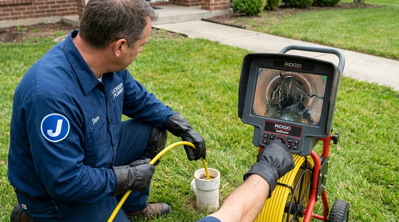 Sewer camera inspection being performed by Johns Plumbing LLC in Saint Clairsville